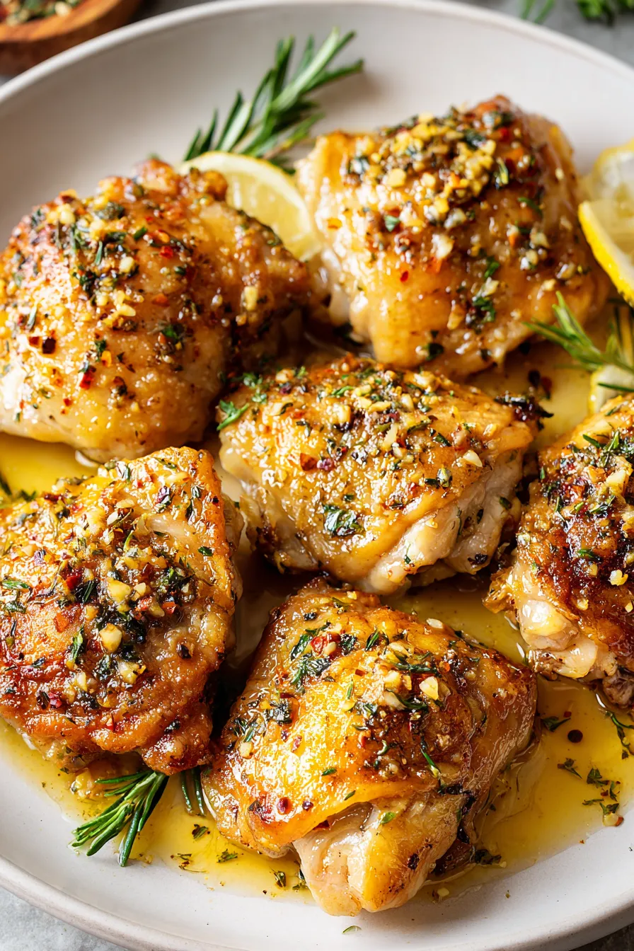 Dill-Garlic Baked Chicken Thighs with Lemon Butter