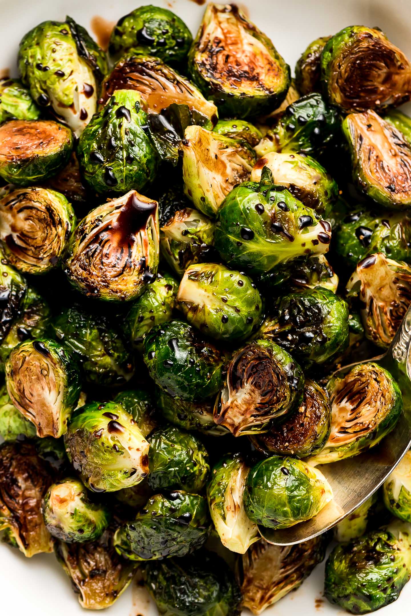 Crispy Sage-Scented Brussels Sprouts with Balsamic Glaze