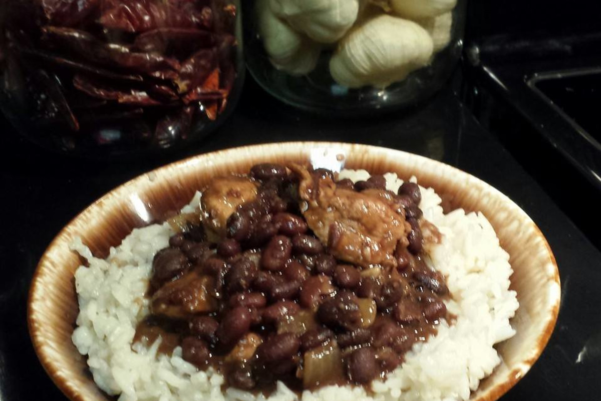 Achiote-Simmered Chicken with Black Bean Rice