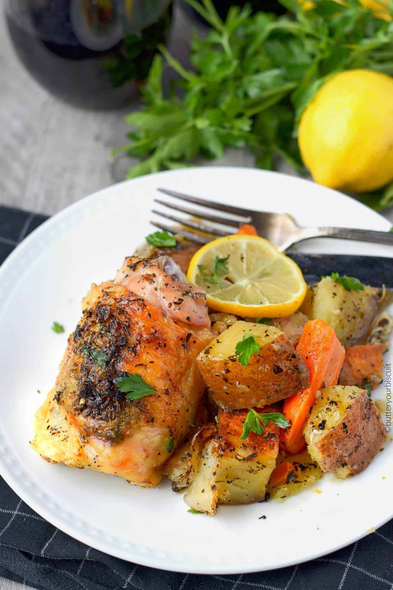 Lemon-Garlic Herb Chicken with Roasted Potatoes