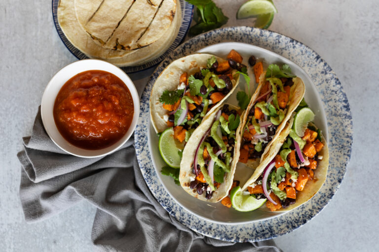 Smoky Maple-Roasted Sweet Potato and Black Bean Tacos