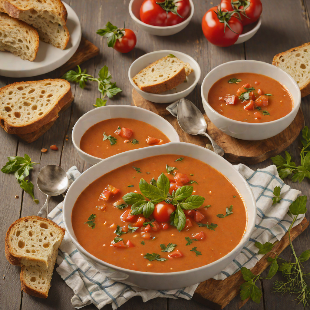 Slow-Simmered Tomato and Herb Soup with Crusty Bread