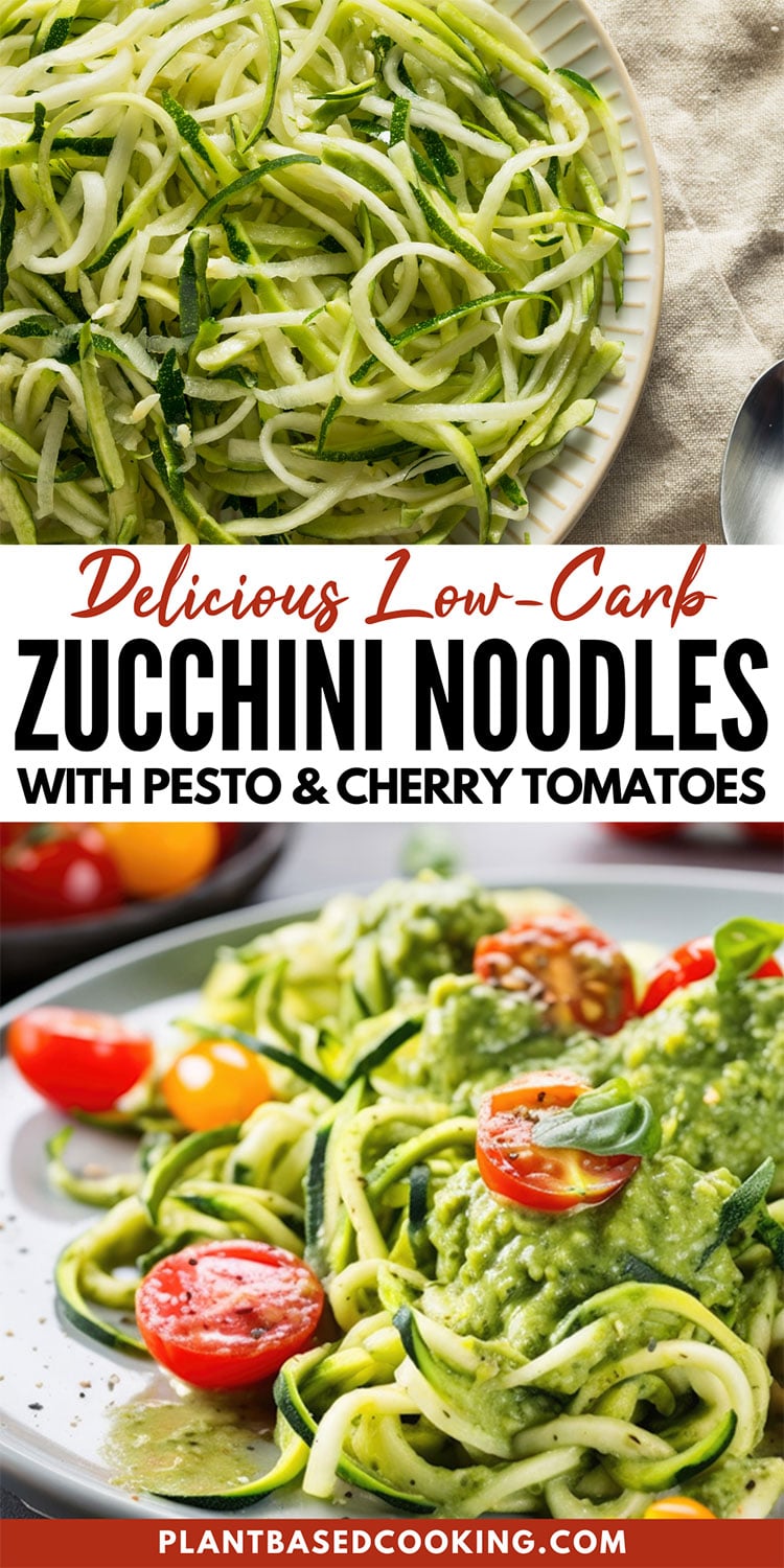 Pesto-Infused Zucchini Noodles with Cherry Tomatoes and Pine Nuts