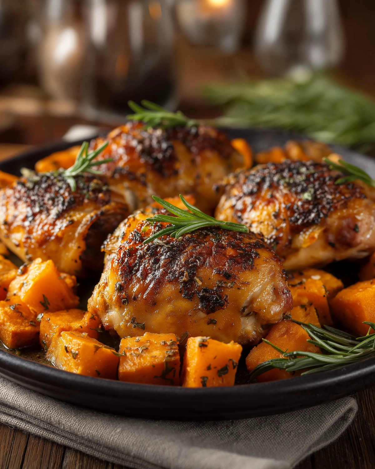 Herb-Roasted Chicken Thighs with Coconut Aminos Sweet Potato