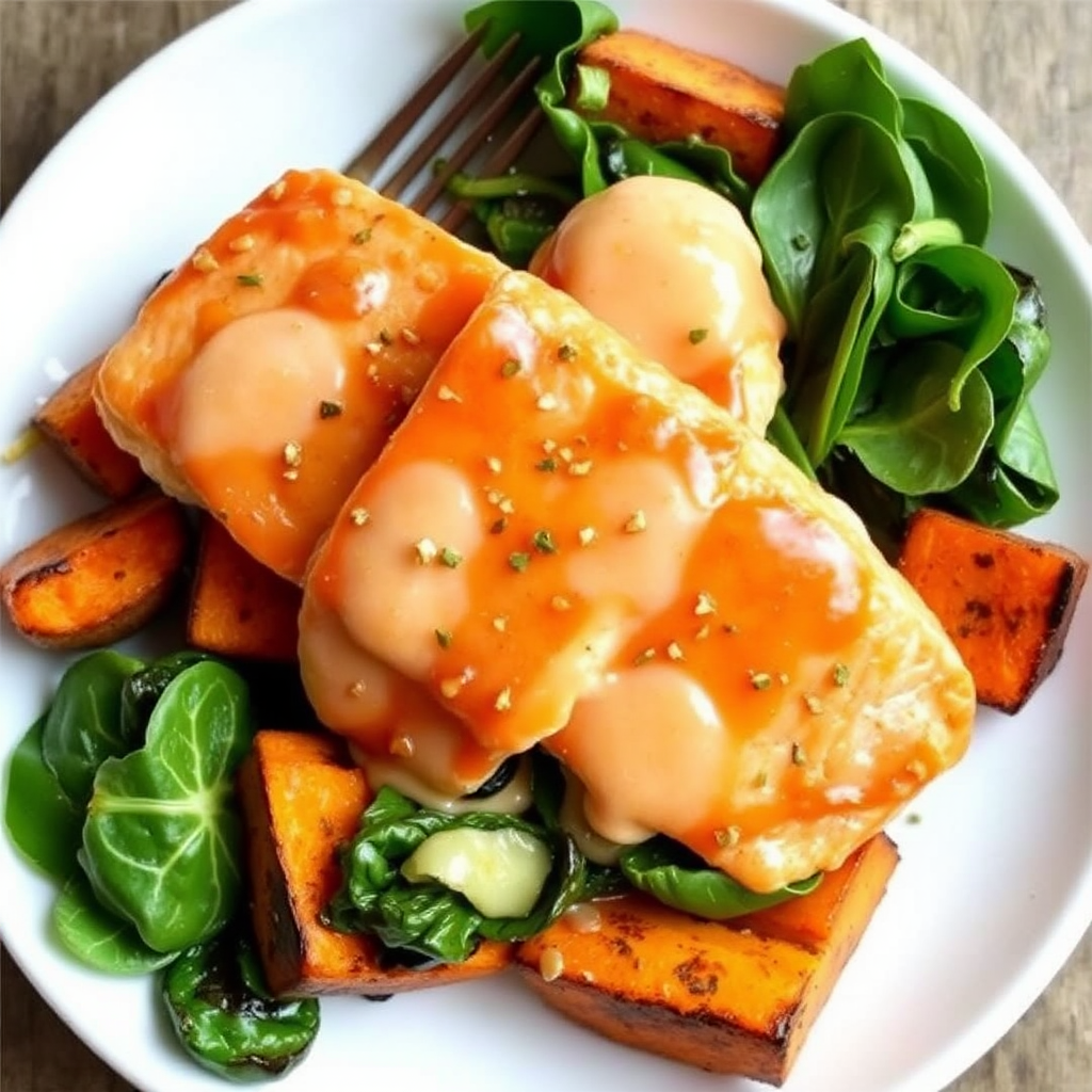 Soy-Ginger Glazed Salmon with Roasted Sweet Potatoes