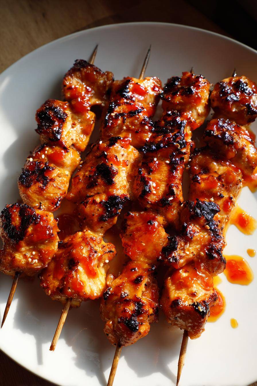 Peach-Bourbon Chicken Skewers