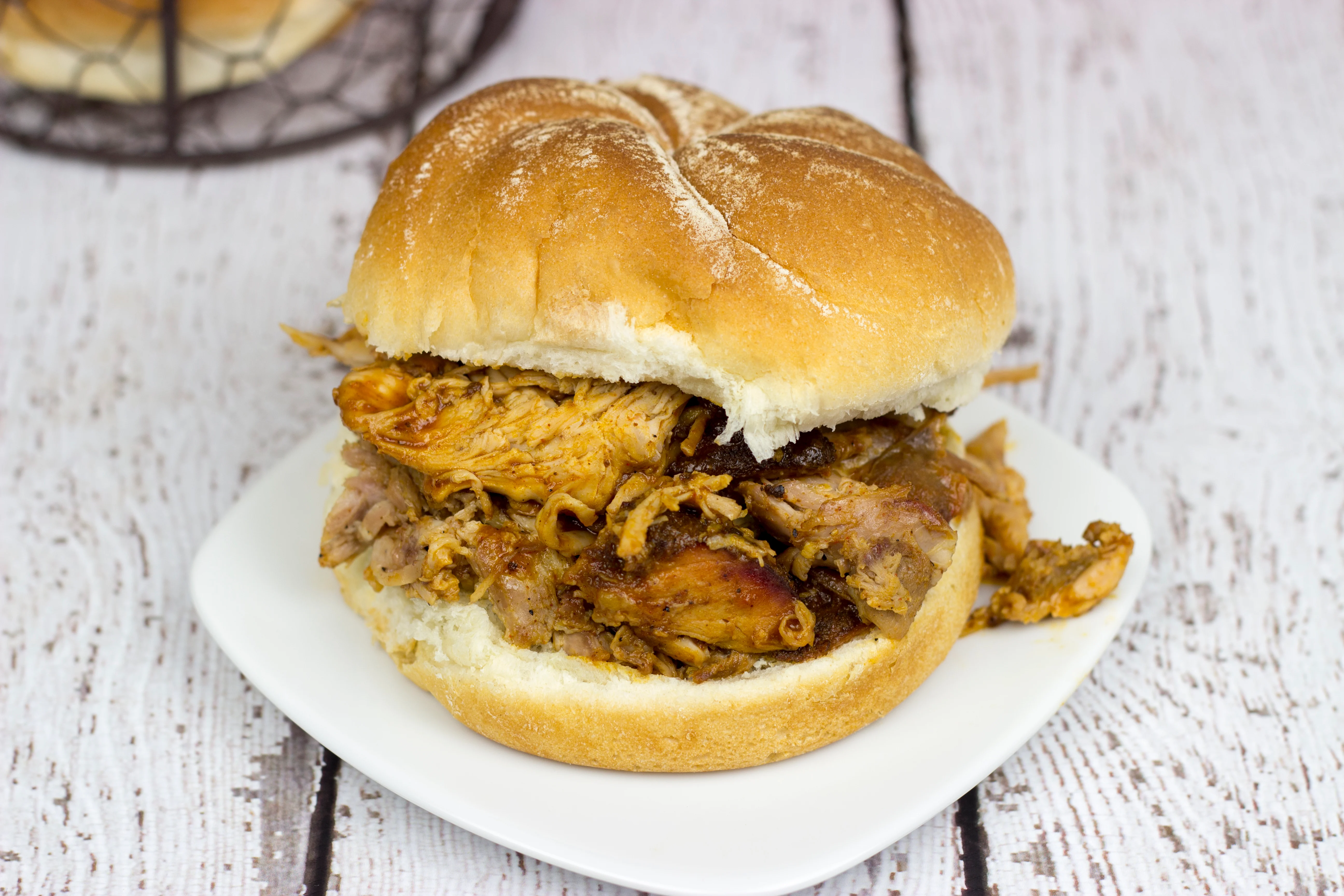 Hickory-Smoked Pork Shoulder with Sweet Potato Mash
