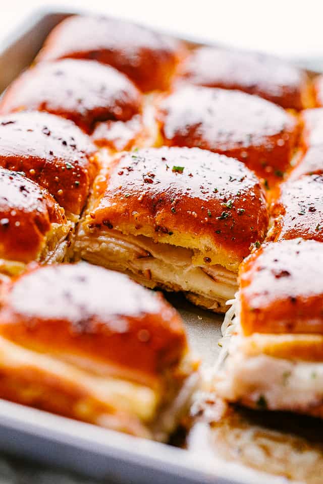 Bourbon-Glazed Turkey and Ham Sliders