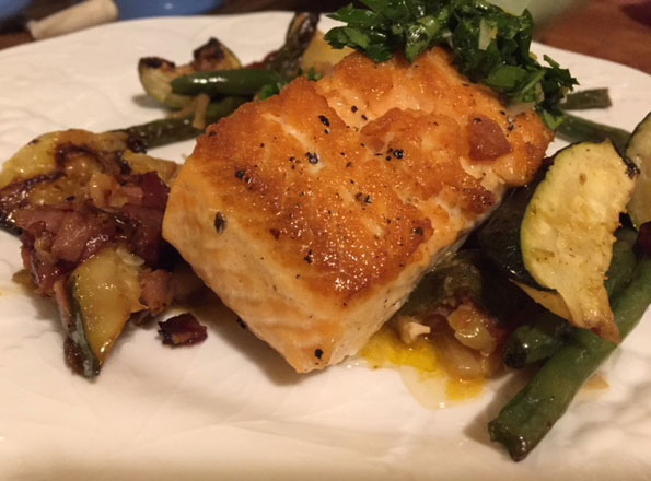Pan-Fried Salmon with Fresh Salsa Criolla