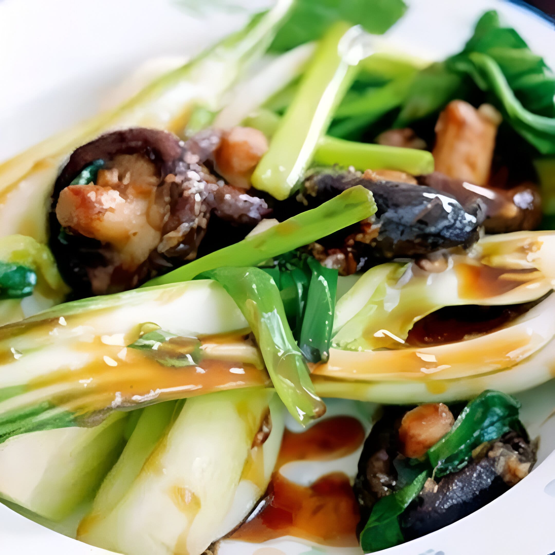 Sesame-Glazed Bok Choy with Shiitake