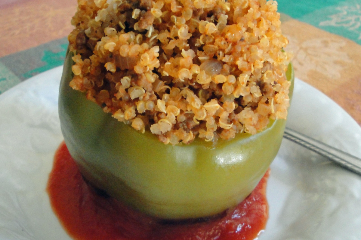 Sofrito-Stuffed Bell Peppers with Quinoa