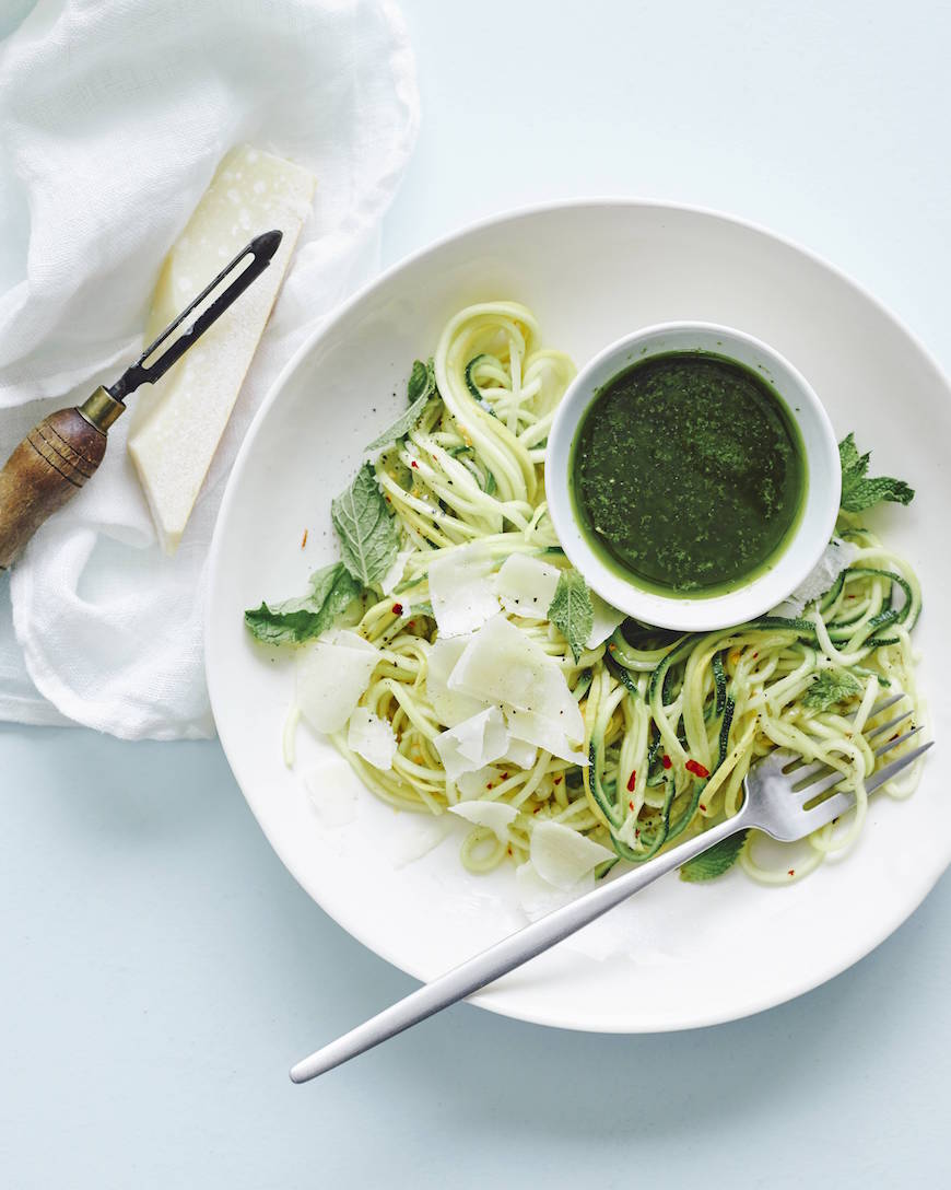Sautéed Mushroom Zucchini Noodles with Parmesan