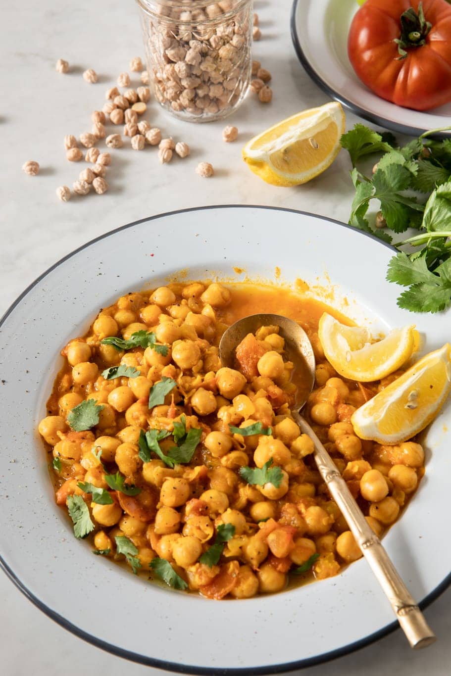 Turmeric-Spiced Chickpea Curry with Tomatoes