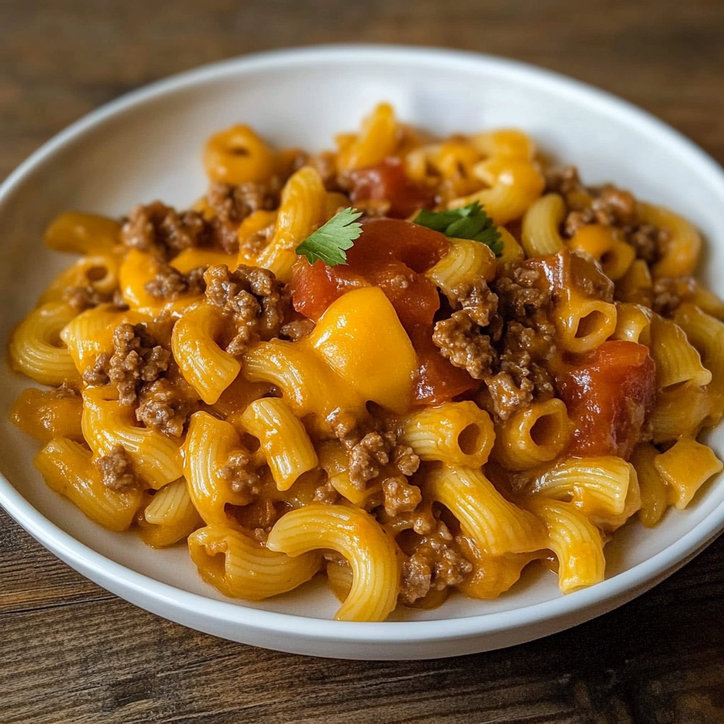 Taco-Seasoned Ground Beef Pasta with Melty Cheese