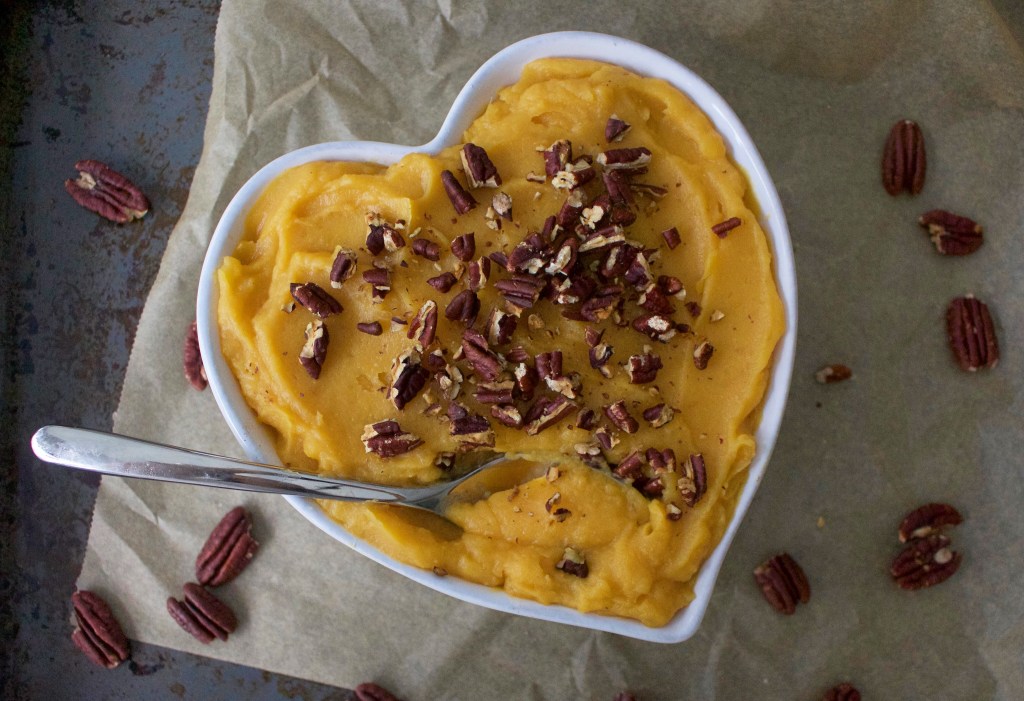 Maple-Glazed Sweet Potato Mash with Toasted Pecans