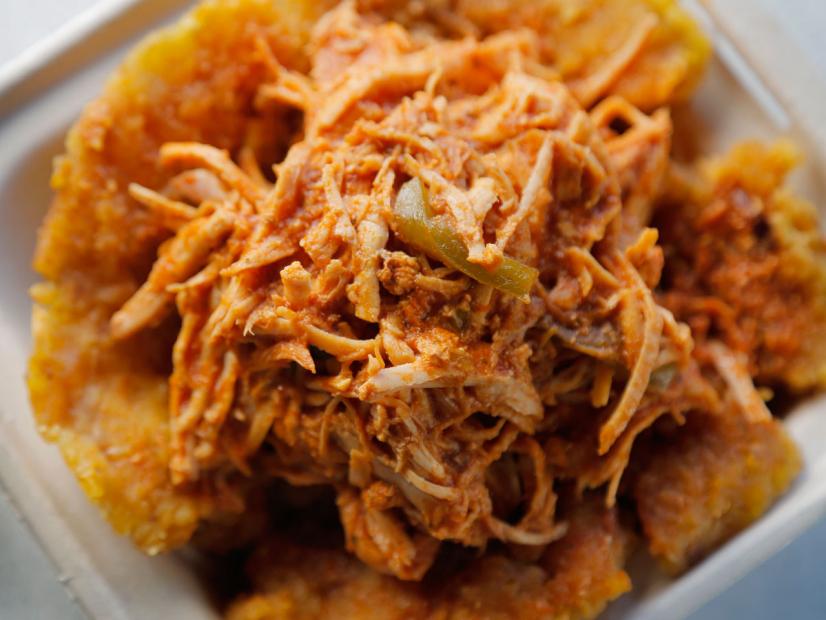 Crispy Garlic Mofongo with Shredded Chicken
