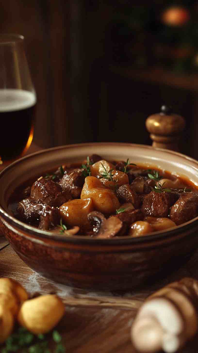 Belgian Beer-Braised Beef with Mushrooms