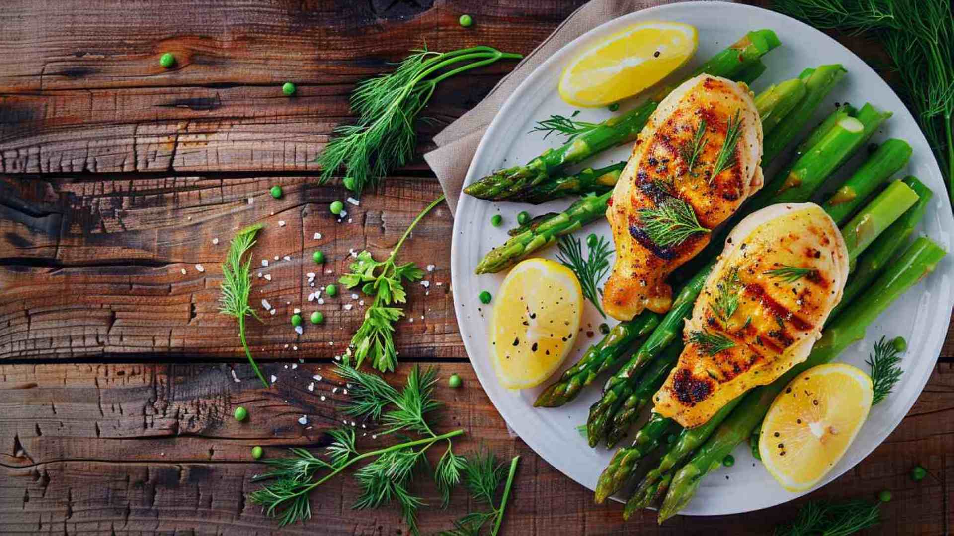 Lemon-Dill Roasted Chicken with Asparagus