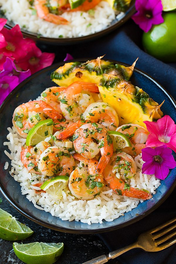 Lime-Cilantro Shrimp with Coconut Rice