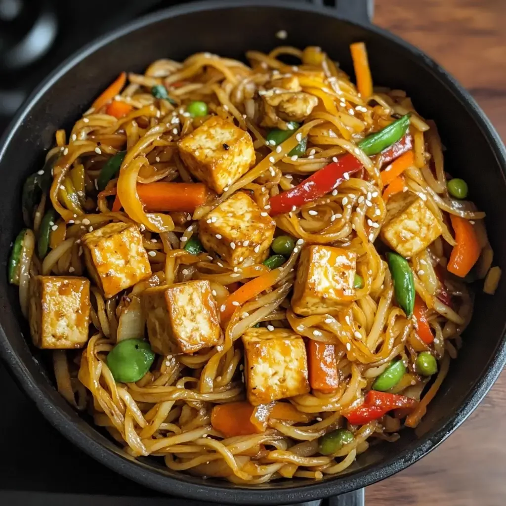 Stir-Fried Tofu and Vegetable Noodles