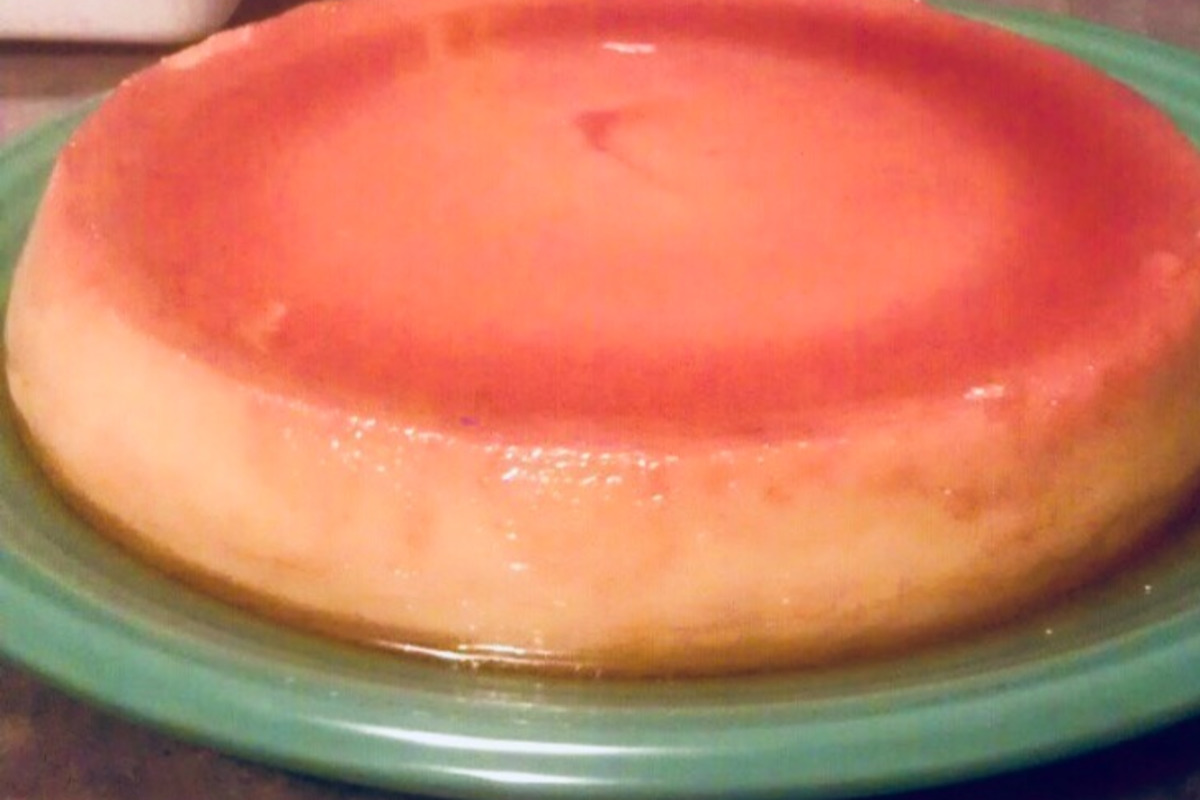 Coconut Banana Flan with Rum Caramel
