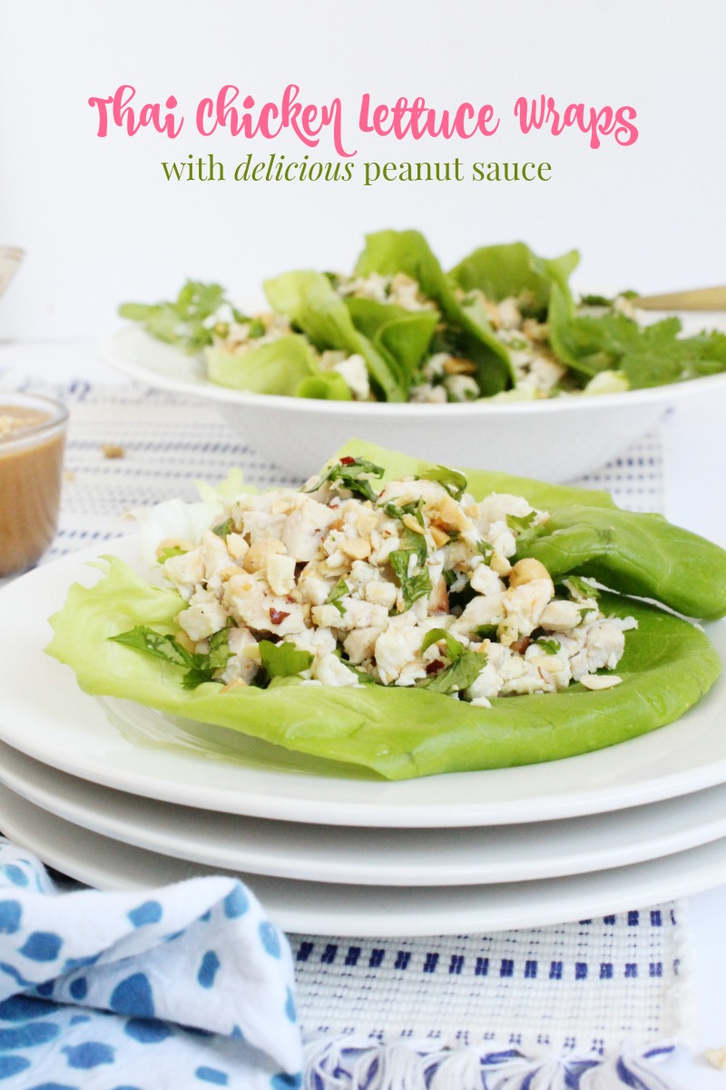 Thai-Inspired Chicken Lettuce Wraps with Peanut Sauce