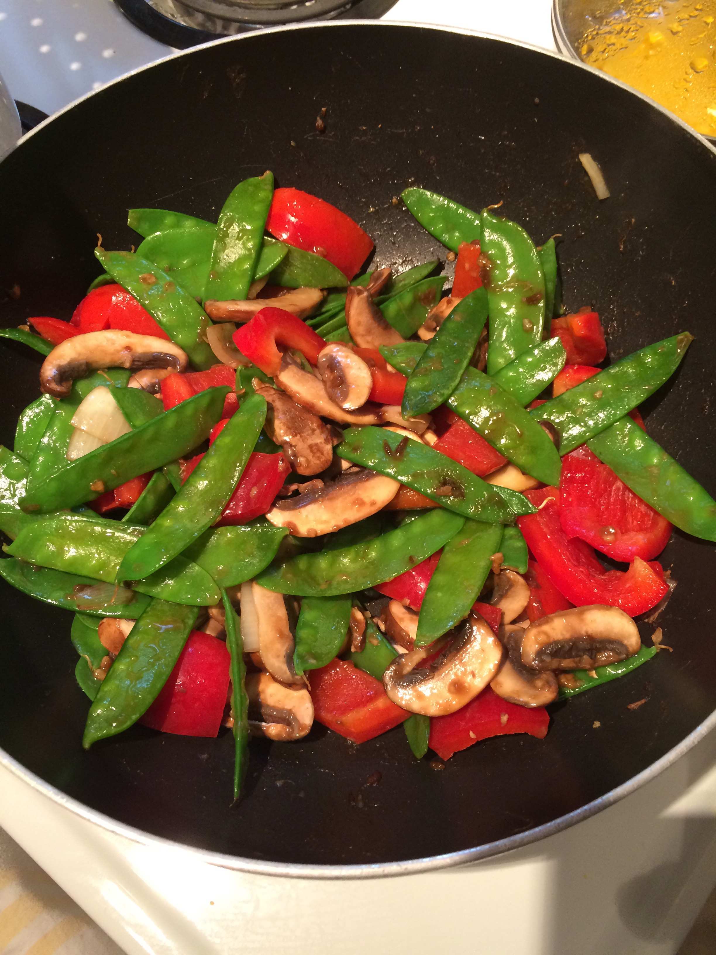 Sesame-Ginger Duck Stir-Fry with Snap Peas and Bell Peppers