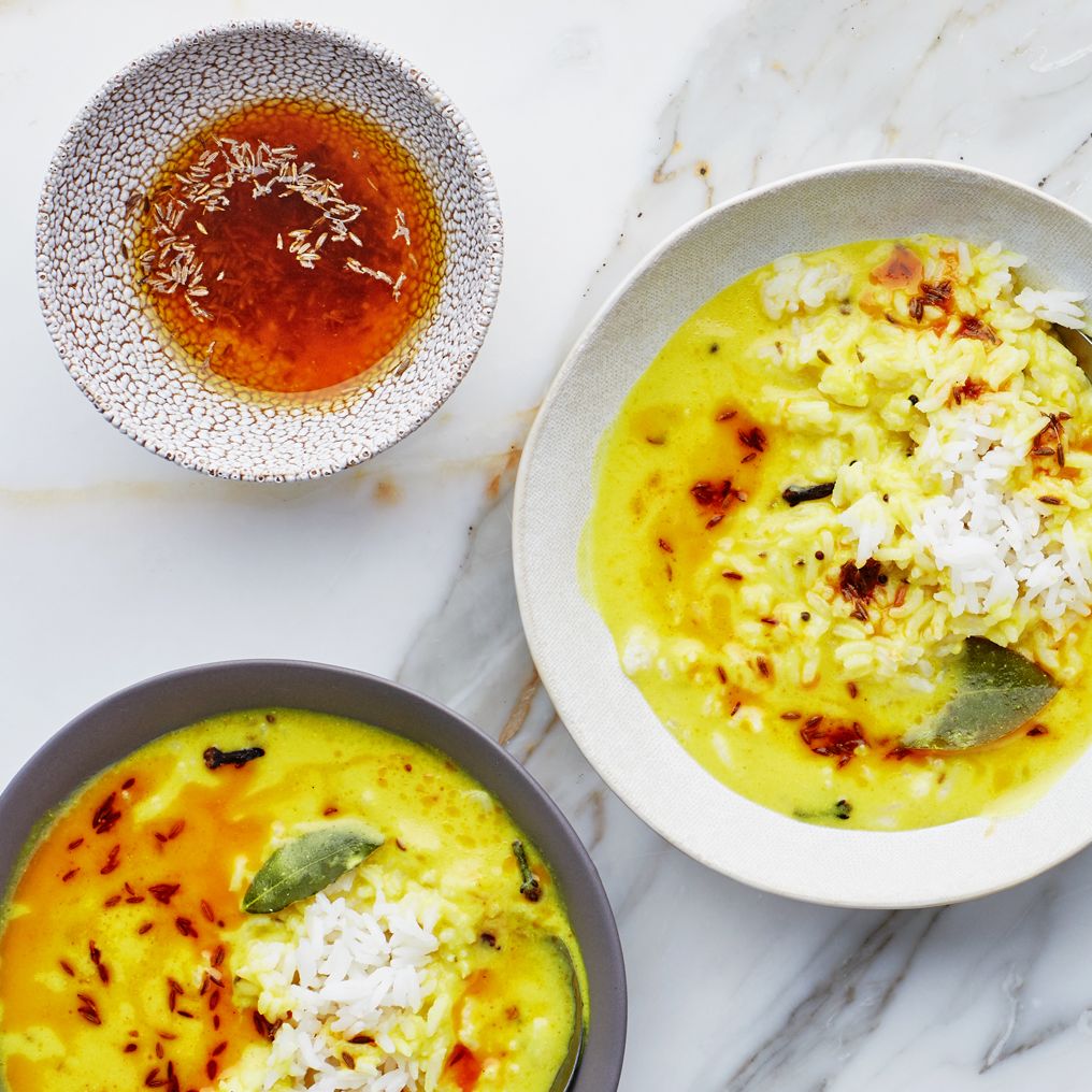 Yogurt-Based Kadhi with Fresh Fenugreek and Turmeric