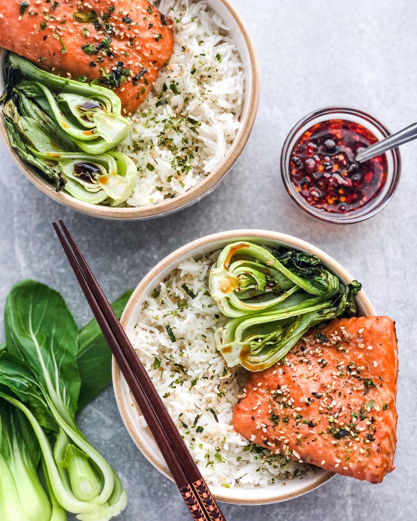 Baked Miso-Soy Salmon with Sautéed Bok Choy