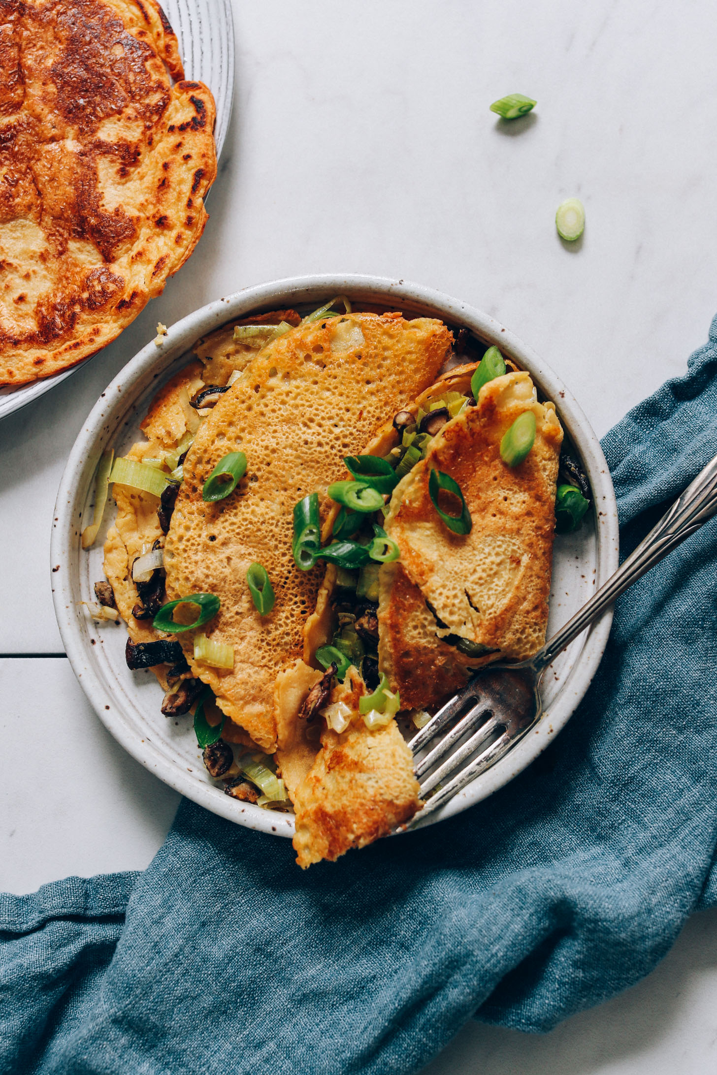 Rolled Chickpea Flour Pancakes with Cilantro and Cumin