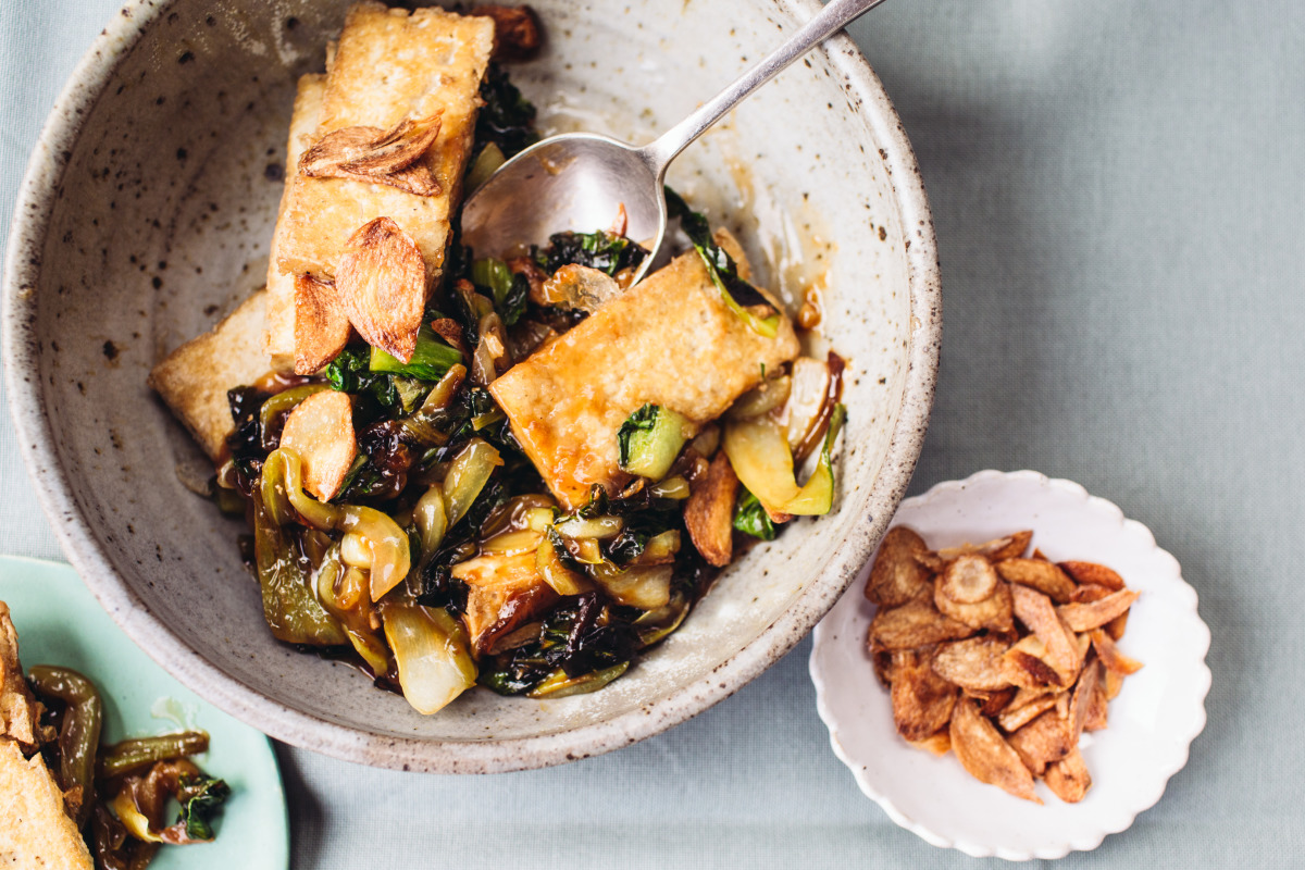 Soy-Glazed Tofu with Bok Choy and Ginger