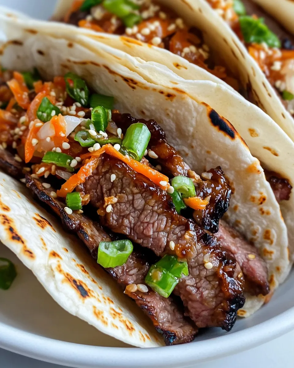 Grilled Korean Beef Tacos with Kimchi Slaw