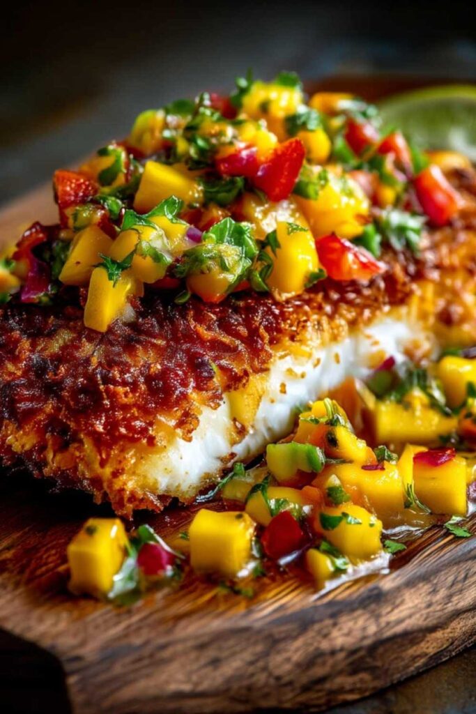 Chile-Crusted Fish with Mango Salsa