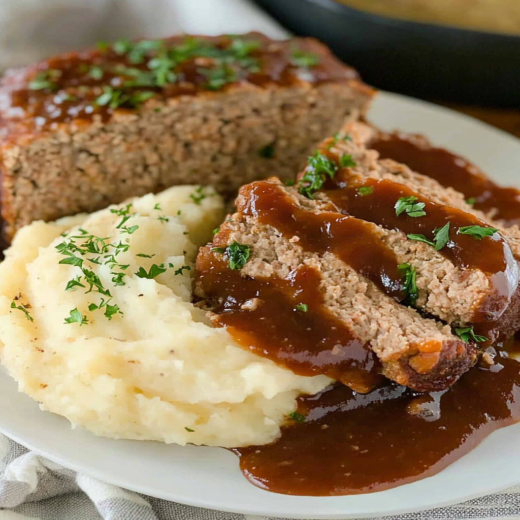 Classic Meatloaf with Herbed Mashed Potatoes
