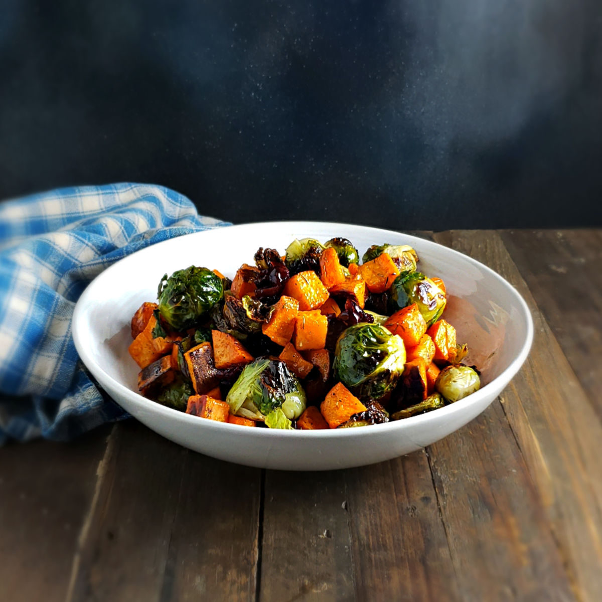 Sheet Pan Maple-Glazed Sweet Potato and Brussels Sprouts with Tarragon