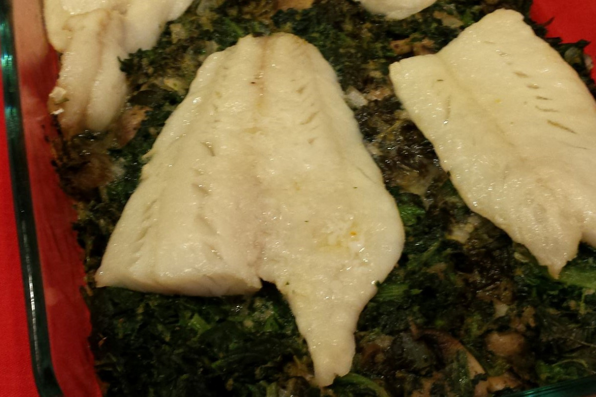 Mustard-Glazed Fish Fillets with Spinach