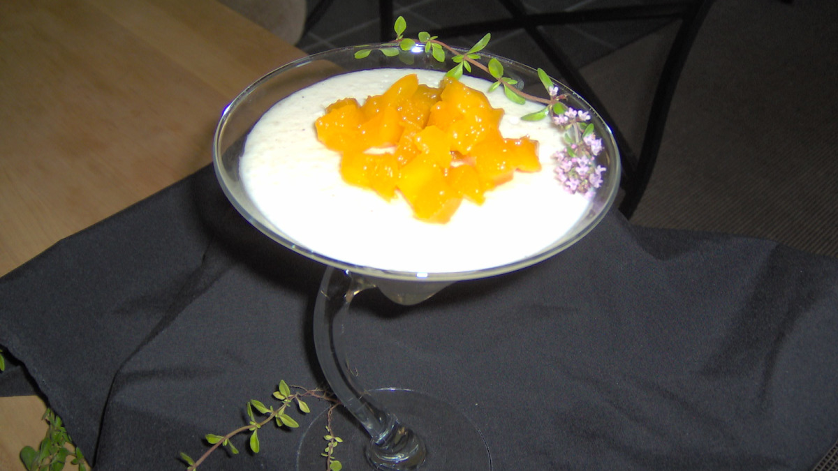 Sweet Mango Rice Pudding with Cardamom