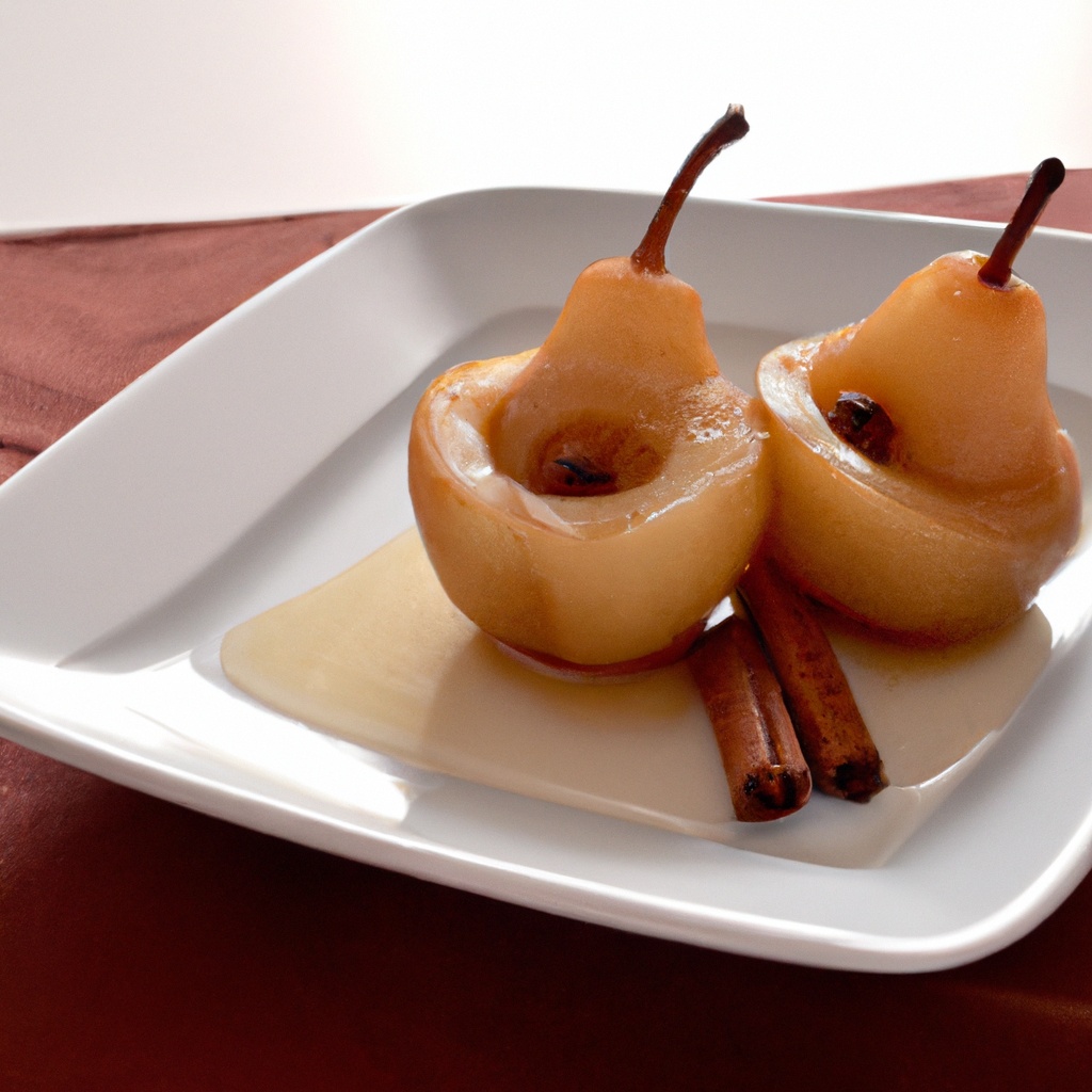 Poached Pears in Sparkling White Wine with Mint