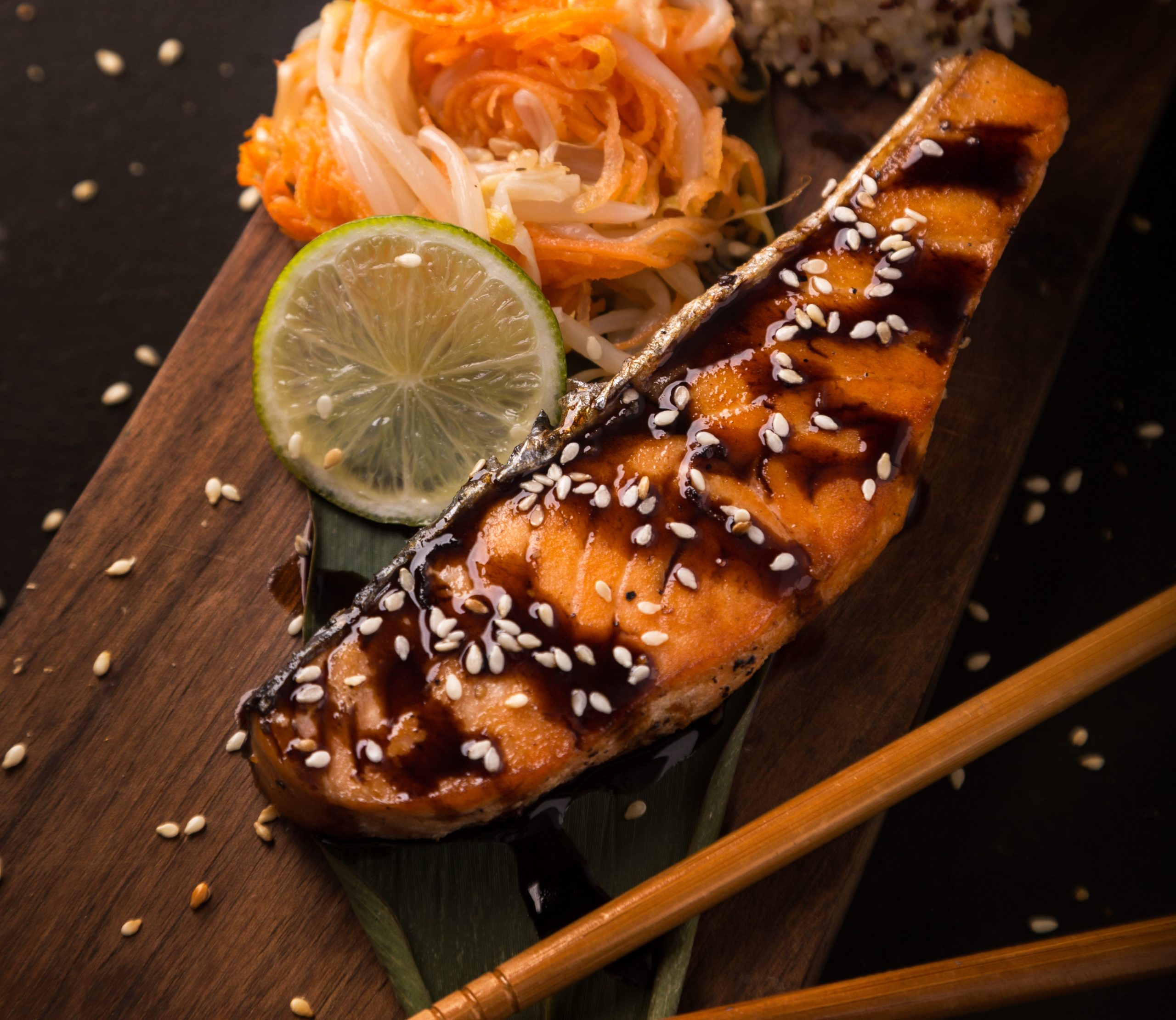 Soy-Glazed Salmon with Sesame-Sprinkled Asparagus