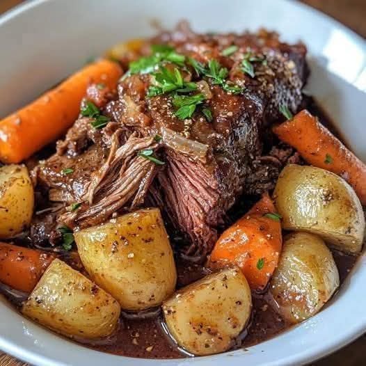 Slow-Simmered Beef Pot Roast with Carrots and Potatoes