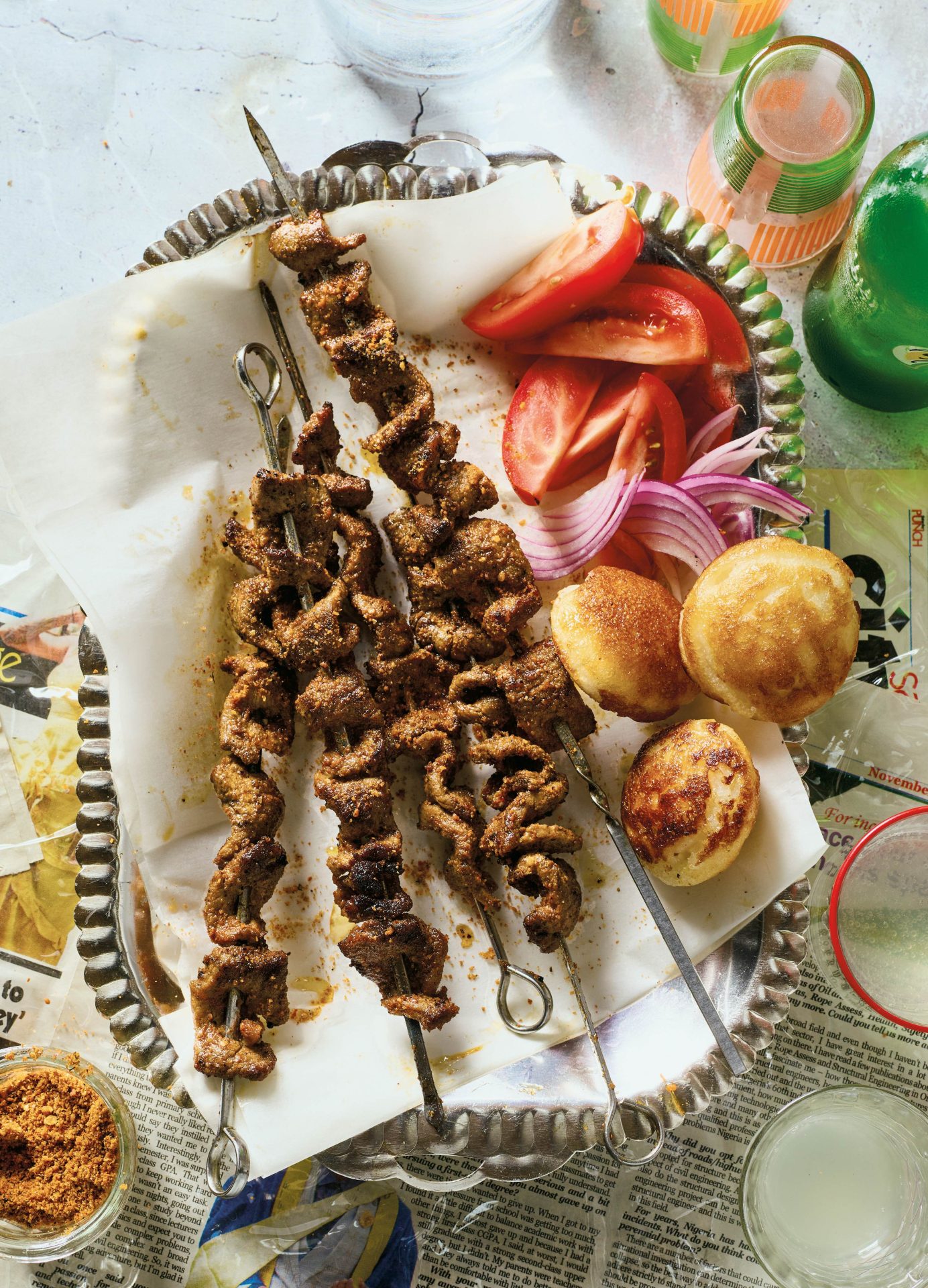 Spiced Peanut-Coated Suya Beef Skewers