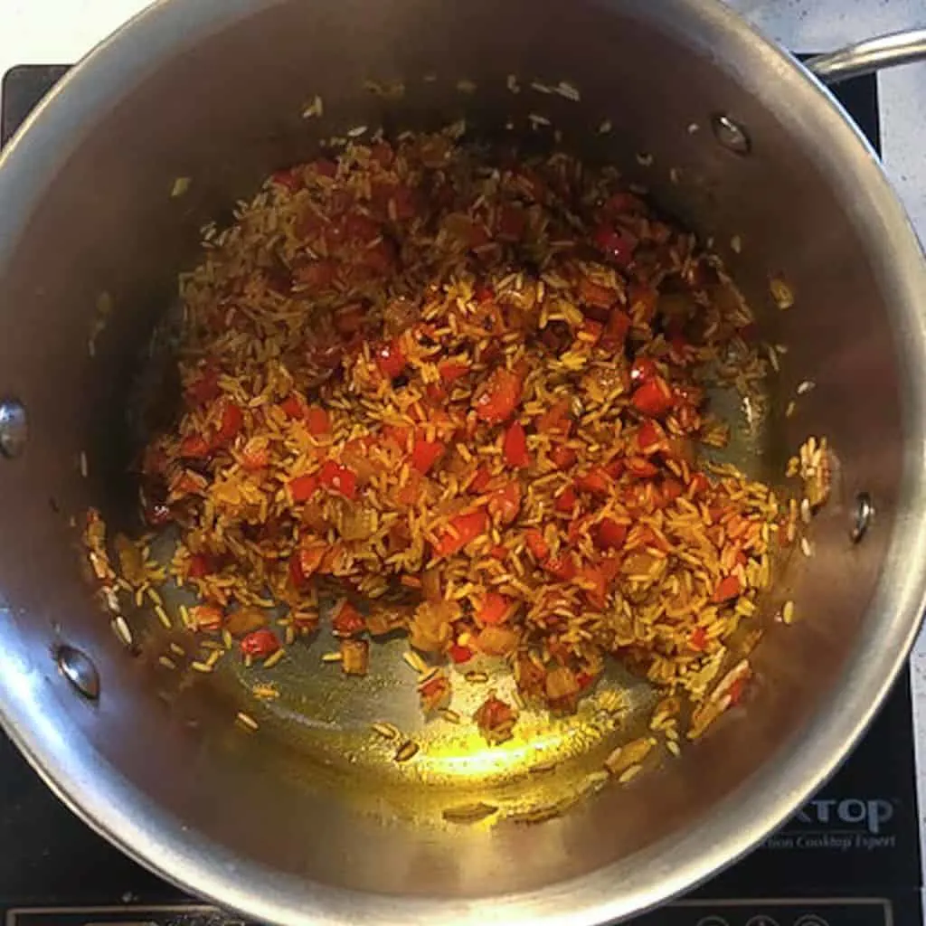 Tomato-Braised Jollof Rice with Bell Peppers