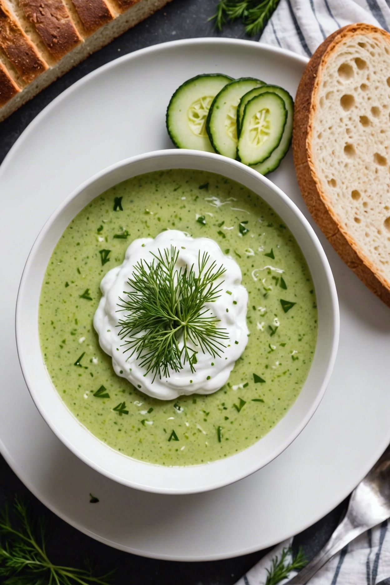 Chilled Cucumber-Dill Soup with Herb Garnish