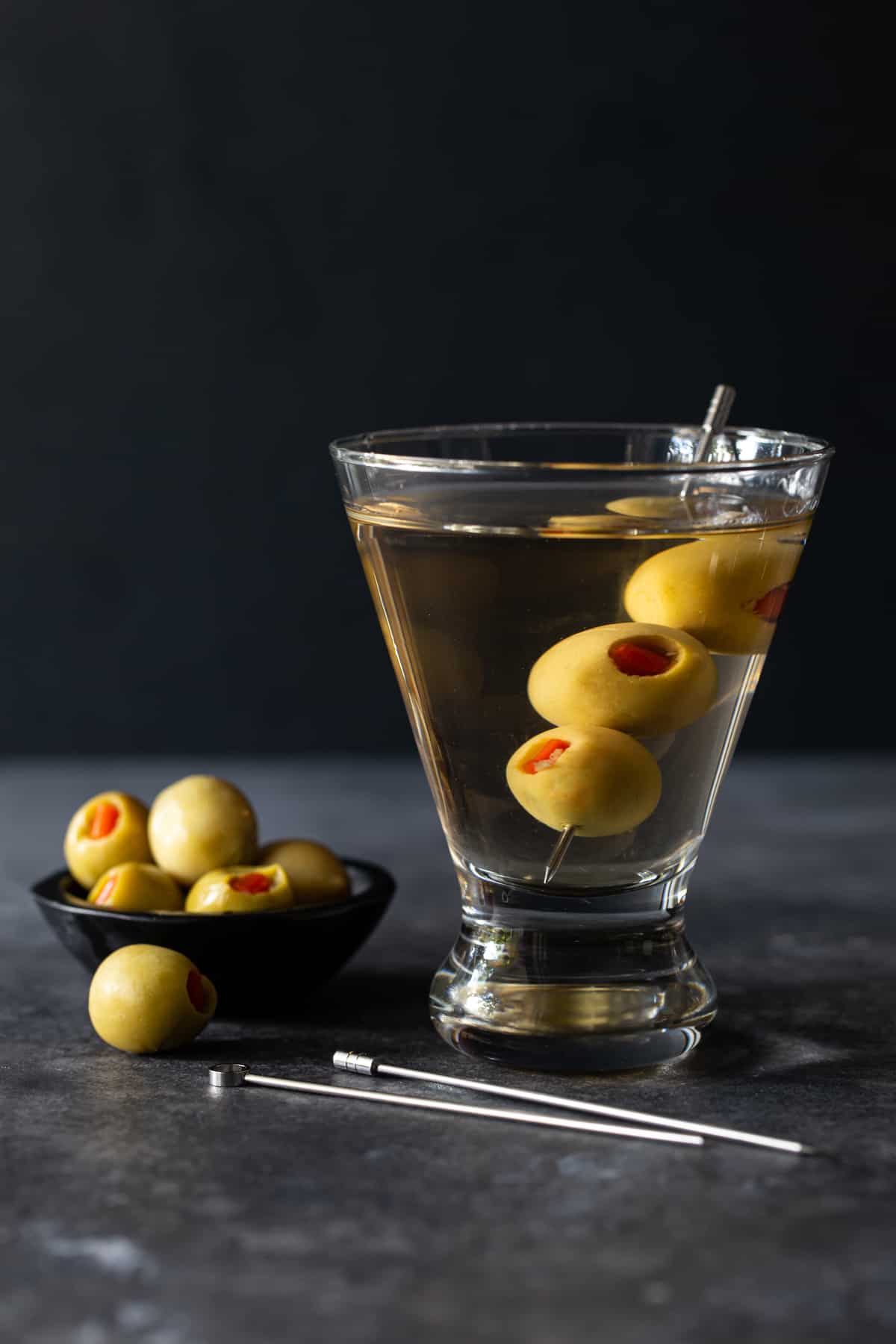 Olive Brine-Infused Gin Martini with Pickled Onion Garnish