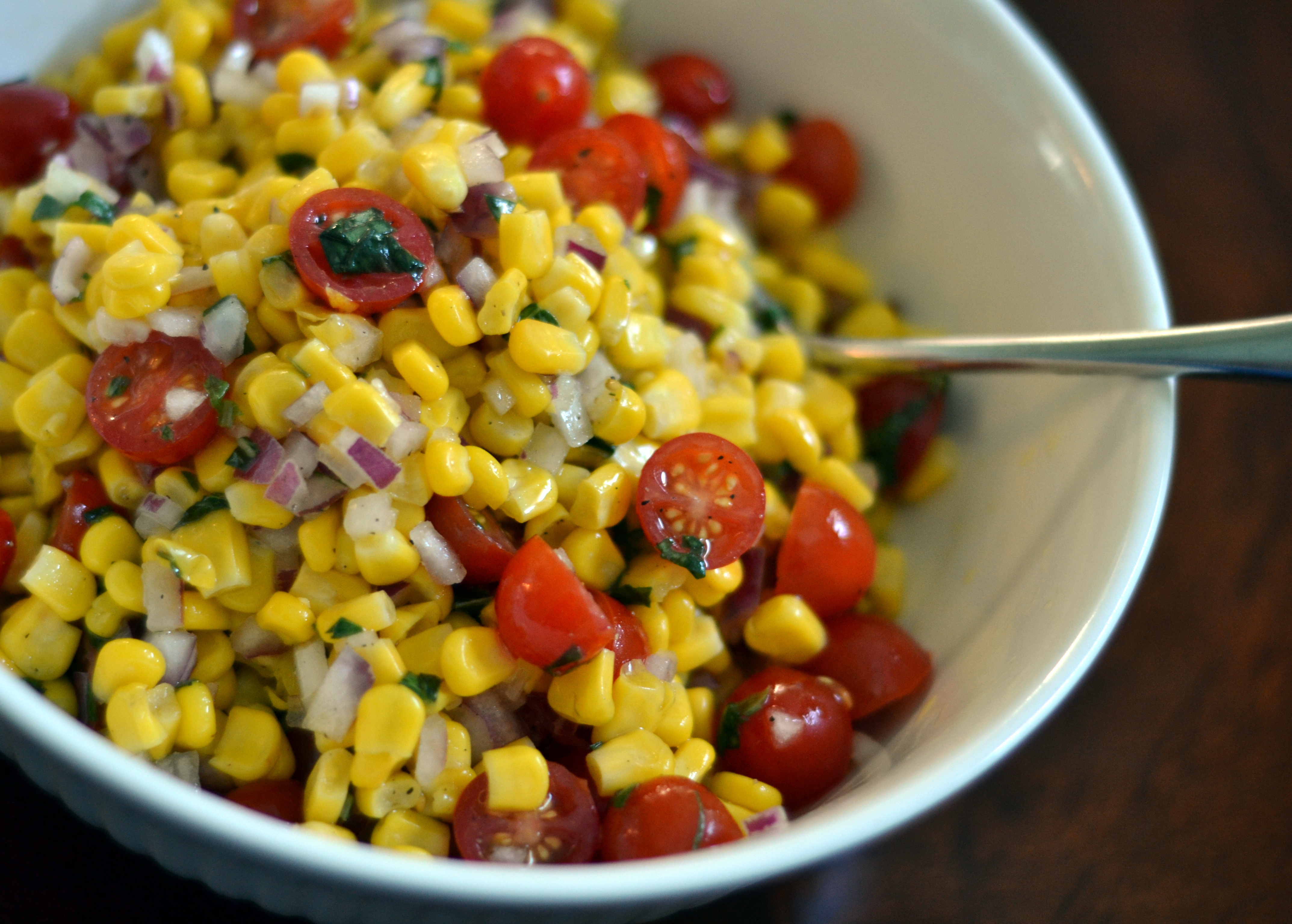 Summer Corn and Cherry Tomato Salad with Basil Vinaigrette