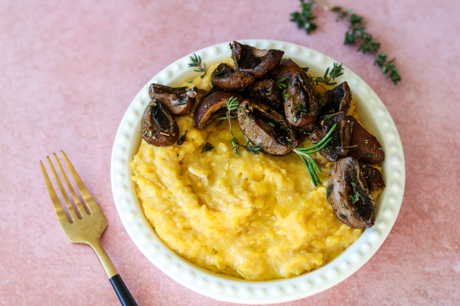 Buttery Herb Polenta with Roasted Mushrooms