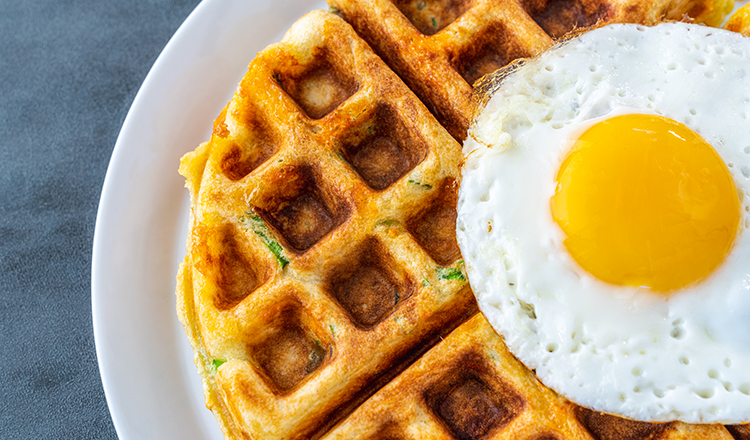 Cheddar Scallion Egg Waffle
