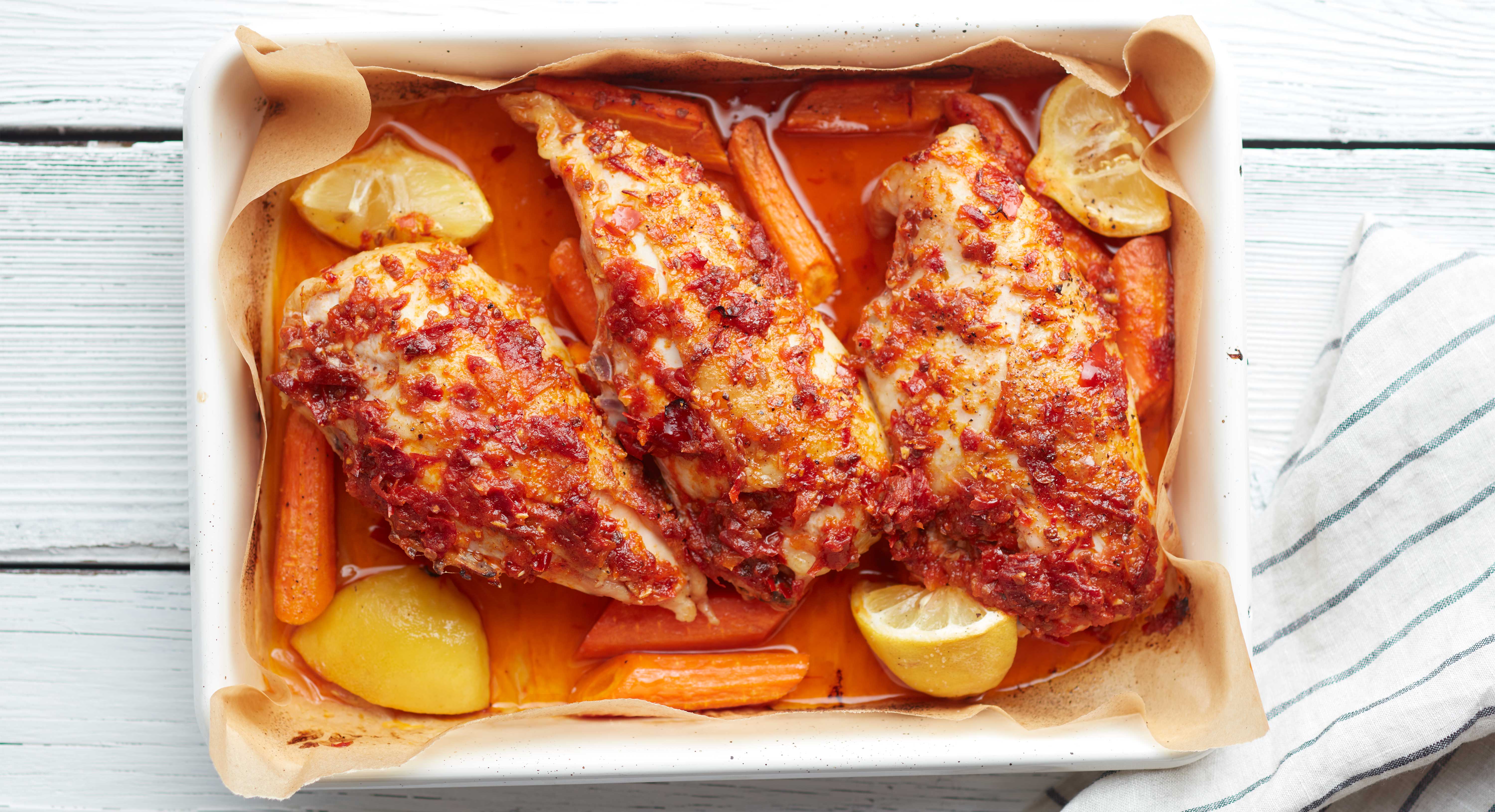 Harissa-Roasted Chicken with Herb Couscous