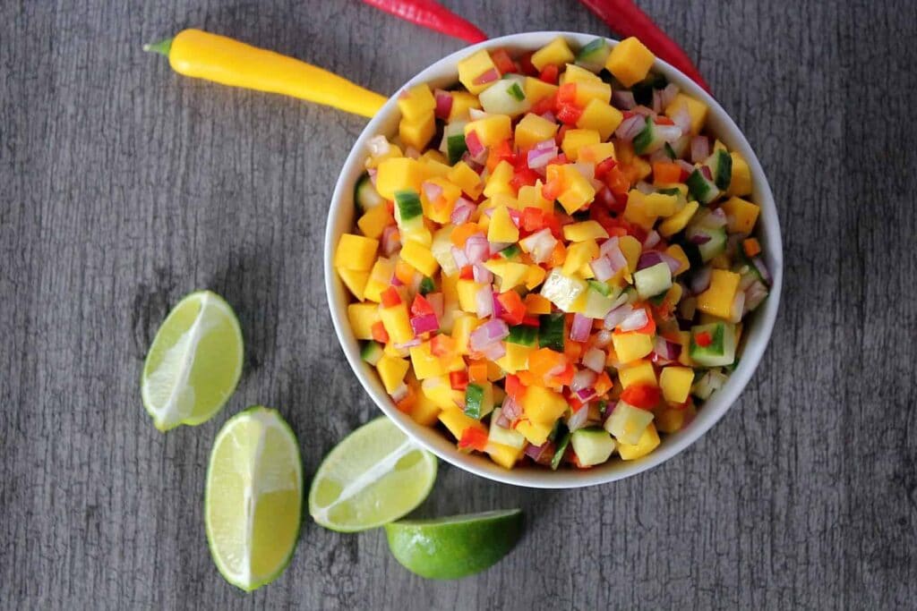 Ghost Pepper Mango Salsa with Cucumber