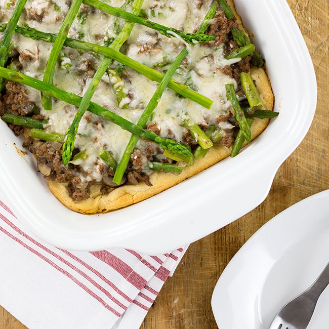 Beef and Asparagus Casserole with Mustard Sauce